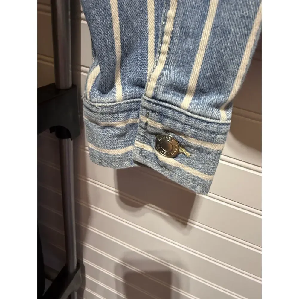 Lauren Ralph Lauren Denim Railroad Stripe Trucker Jacket Size S